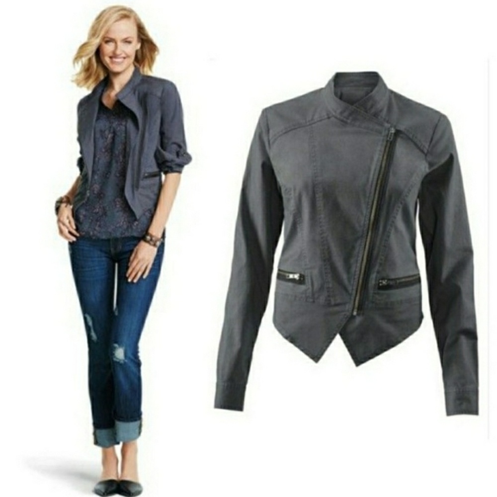 CAbi Gray Asymmetrical Jacket
